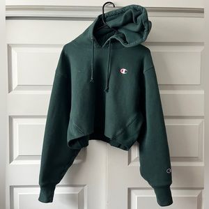 VTG Champion Reverse Weave Cropped Hoodie - L